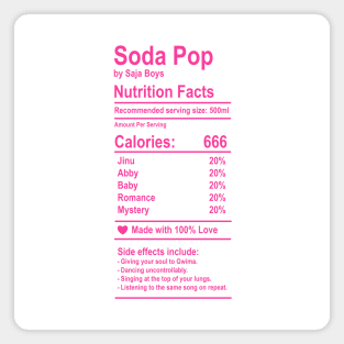 Saja Boys Nutrition Facts Magnet